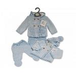 Baby Boys Knitted 2 Pieces Pram Set with Hood
