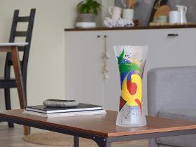 Handpainted Glass Vase for Flowers | Spool Painted Vase | Interior Design Home