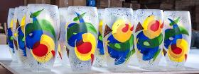 Handpainted Multicolor Glass Vase  Painted Art Glass Oval Vase | Interior Design