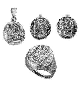 Sterling Silver Set with Ancient Egyptian Drawings 