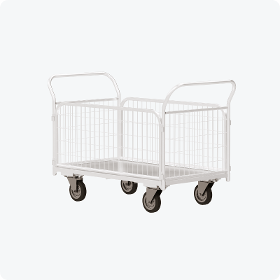 Galvanized Platform Trolley With Folding Handles And Removable Sides. Tsc