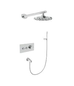 Three outlets thermostatic round concealed shower set | lav040