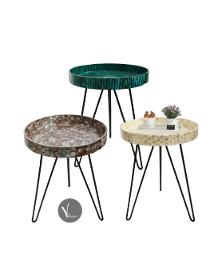 Round Stylish Mosaic Lacquer Tray Table