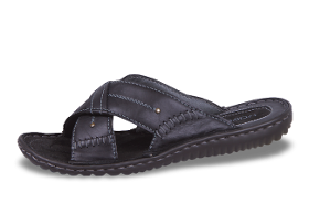 Black men's slippers from genuine leather