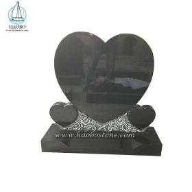 Memorial Heart With Roses Headstone Indian Black Tombstone