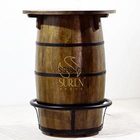 Barrel Drum Design Handcrafted Bar Table Set