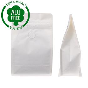 Flat bottom bag white kraft paper high barrier with pocket zipper & valve 1000g