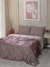 Muslin 4ply Jacquard Lavander Pattern Bedspread/Blanket