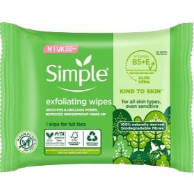 Simple Face Wipes Bio Kind to skin Exfoliating 20PC