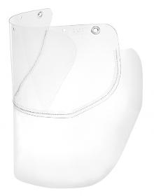 Face shield made of PC, clear, with PVC-bib