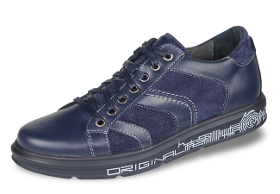 Men's sport shoes in dark blue color with a decoration...