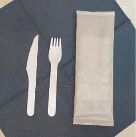 A set of 160 mm fork and 160 mm knife in a paper package