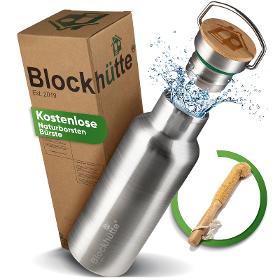 Stainless steel drinking bottle insulated I 500ml I with natural bristle brush 