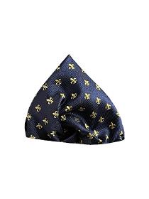 Men's Silk Pocket Square - Suit Accessory, Blue Gold, 25cm