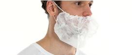 Beard mask non-woven, 2 elastic bands white 
