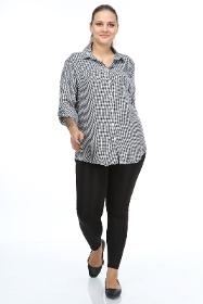 Large Size Black Color Crowbar Patterned Shirt