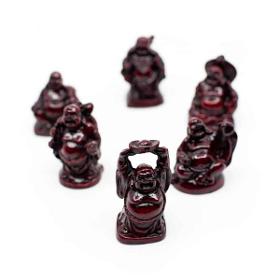 Happy Buddha Statue Polyresin Red – set of 6 – approx. 5 cm