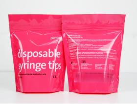 Syringe tips packaging zipper stand up pouches