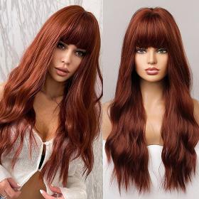 Fashionable Ladies Bangs Long Curly Small Wavy Wigs