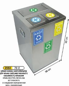 3 Compartment Recycling Set Stainless 2592