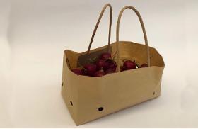 Wet strength cherry paper bag with ventilation& brown handle