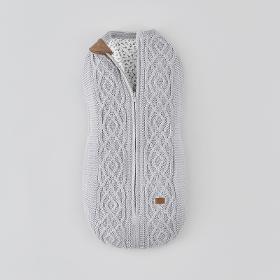 Cocoon knitted swaddling Jasper with arans Silver