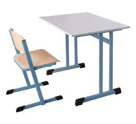 Single school desk, double-C-frame, HPL table top