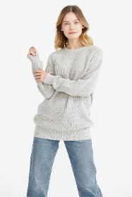 Zero collar knitwear sweater - light beige