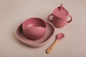 Complete meal set (meal set + plate + multifunction cup) - Pink