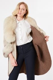 Double-Faced Cashmere Coat / Collar and Cuffs Fox Fur Coat -