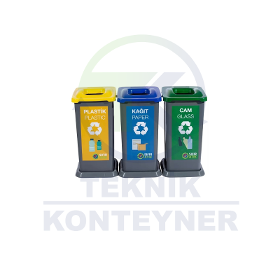 70 LT Set Of 3 Plastic Zero Waste Recycling Buckets