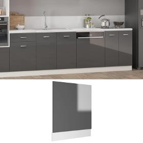 Dishwasher panel 59.5x3x67 cm high-gloss gray chipboard
