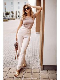 Women's wide pants with a crease, light beige 50080
