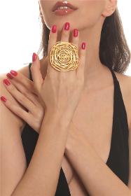 Women's Matte Gold Plated Rose Formed Big Ring