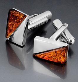 Sterling silver cufflinks with Baltic amber