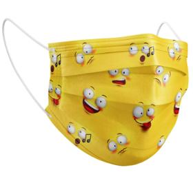 Medizer Mouds Series Meltblown Yellow Emoji Patterned 3 Ply Mask