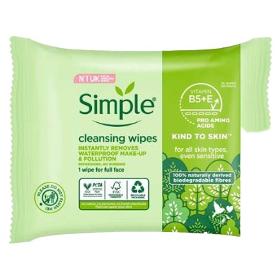 Simple Face Wipes Bio Kind to skin  Cleans 25PC