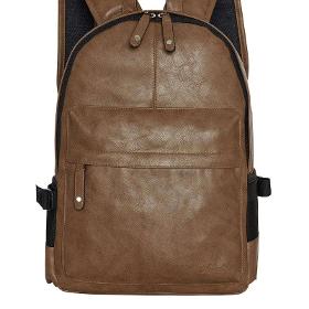 New Arrival Pu Leather Black Young Men Laptop Faux Leather Backpacks High