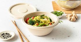Molded fiber natural unbleached 1000ml anti-leak compostable bowl for food