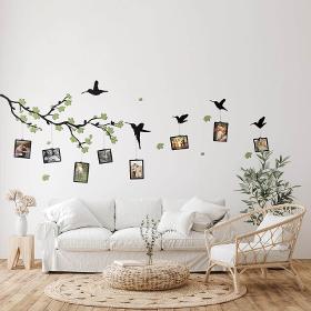 Family Tree With Birds and Green Flowers