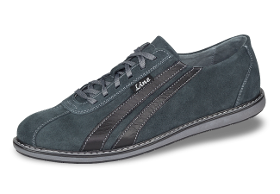 Gray men's suede shoes with decorative stitching