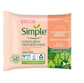 Simple Face Wipes Bio Instant Glow 20pc 
