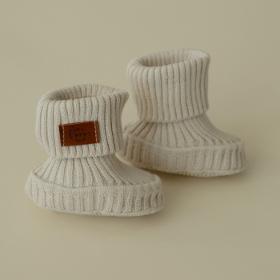 Cotton knitted booties Baked milk