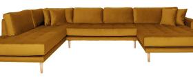 Carl Knudsen | Corner Sofa with Right Chaise Lounge | Mustard yellow velor