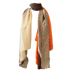 Gray-orange Pashmina scarves (90x180) for women's events
