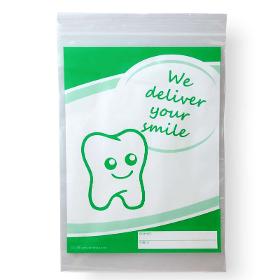 Dental bag 180x250+230mm 50µ green "We deliver your smile"