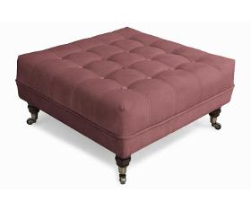 Footstool Chesterfield in rust pink, 70x70x32 cm