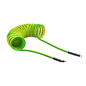Coiled cable with lugs on both sides