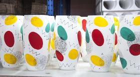 Handpainted Glass Vase| Painted Art Glass Oval Multicolor Vase | Interior Design
