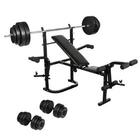 Foldable weight bench and weight set